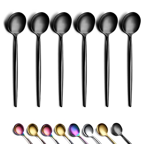 Berglander Black Kaffeelöffel 6er Set, Edelstahl Titan Schwarz Überzug Kleine Mini Demitasse Espresso Mocca Latte Löffel Besteck, Teelöffel Dessert Zuckerlöffel Geschirrspüler Sicher von Berglander