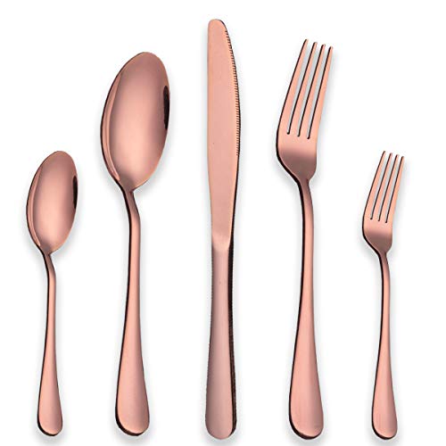 Berglander Edelstahl Besteck Set 30 Stück mit Titan Roségold vergoldet, Kupfer Farbe Besteck Set, Besteck, Besteck Set Service für 6 30 Stück von Berglander