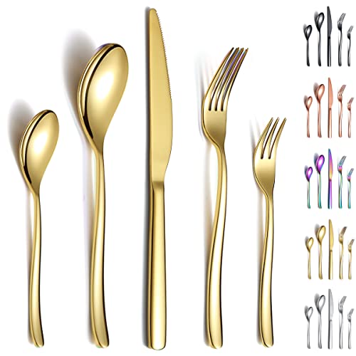 Berglander Gold Besteck-Set 30-teilig, Stabiler Edelstahl Titanium Goldenes Besteck, Rostfrei, Gabeln und Löffel Spülmaschinenfest Berglander Gold Besteck-Set 30-teilig, Stabiler Edelstahl Titanium Goldenes Besteck, Rostfrei, Gabeln und Löffel Spülmaschinenfest von Berglander
