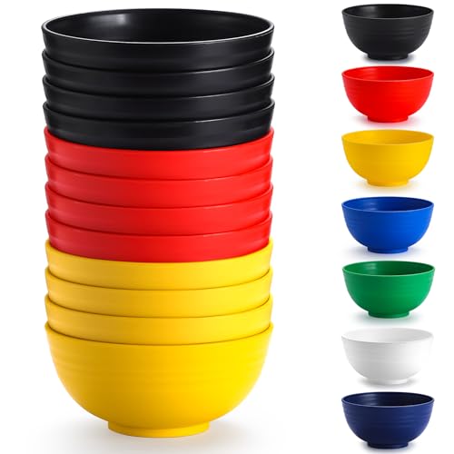 Berglander Kunststoff Schalen Set 12 Stück 750ml, DE Farbe mehrweg Plastik Ramen Schüssel, Suppenschüsseln, Müslischüssel für Erwachsene, Kinder, Zuhause, Restaurant, Garten, Picknick von Berglander