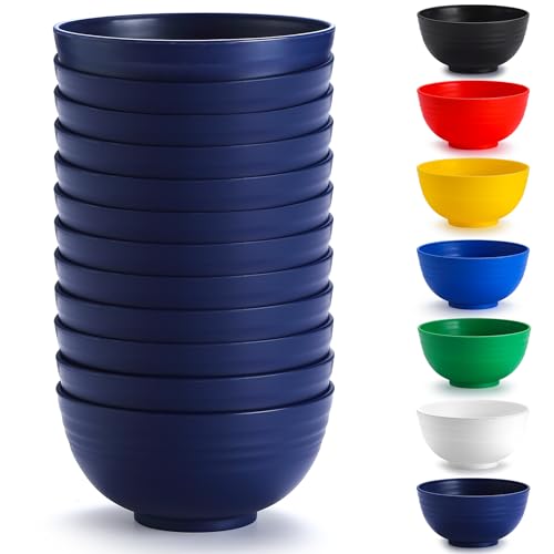 Berglander Kunststoff Schalen Set mit 12 Stück 750ml, EUR Blau mehrweg Plastik Ramen Schale, Suppenschalen, Müslischüssel für Erwachsene, Kinder, Zuhause, Restaurant, Garten, Picknick von Berglander