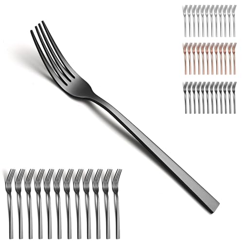 Berglander Schwarzes Tafelgabel Set 12 Stück 20.5cm, Modernes Edelstahl Gabel Set, Gabeln für das Abendessen für Zuhause, Restaurant, tägliches Essen, leicht zu reinigen und spülmaschinenfest von Berglander