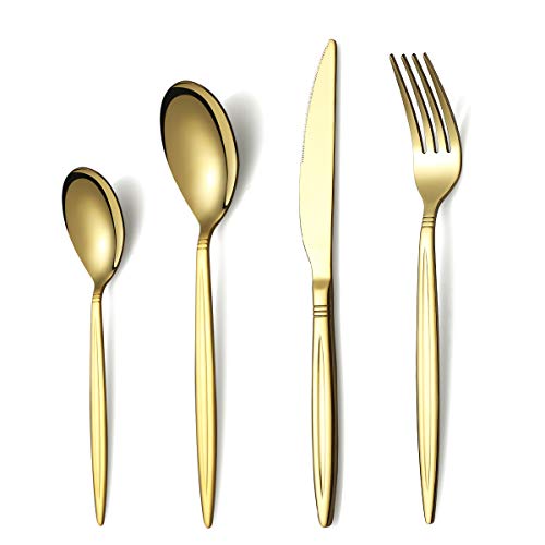 Berglander Titan goldener Überzug Besteck set 24 teilig, Edelstahl Golden Besteck set, Service für 6 Personen von Berglander