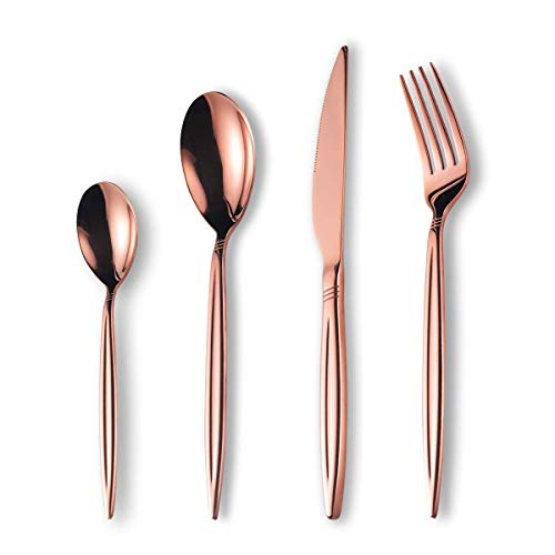 Berglander Titan Rosé Gold Überzug Besteckset 24-teilig, Edelstahl Rosé Gold, Kupfer Service für 6 Personen von Berglander