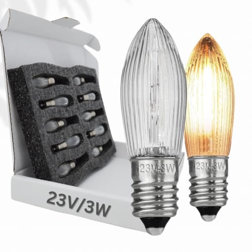 Berglicht 10x Glühbirne 'Berglämpl' E10 23V/3W Riffelkerze Spitzkerze Topkerze Glühlämpchen für Schwibbogen und Lichtbögen, Gelbglühend Berglicht 10x Glühbirne 'Berglämpl' E10 23V/3W Riffelkerze Spitzkerze Topkerze Glühlämpchen für Schwibbogen und Lichtbögen, Gelbglühend von BERGLäMPL