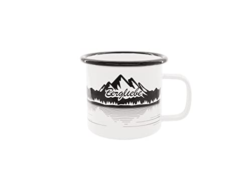 Bergliebe Emaille-Tasse mit Schriftzug Bergmotiv - Becher - Kaffeetasse 320 ml Pohmer Design von Bergliebe