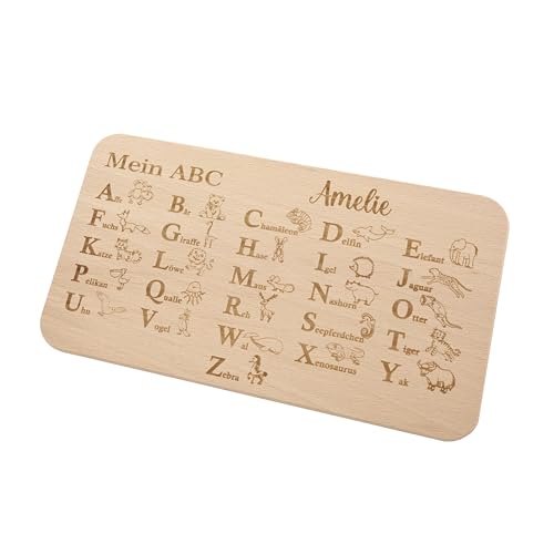 ABC Frühstücksbrettchen personalisiert | Geschenk zur Einschulung, Vorschule | Schultüte | Schulanfang | 22,5 x 12,5 cm | Pohmer Design von Bergliebe
