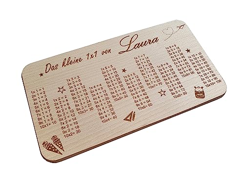1x1 Personalisiertes Frühstücksbrettchen | kleines 1x1 | Geschenk zur Einschulung, Vorschule | Schultüte | Schulanfang | 22,5 x 12,5 cm | Pohmer Design von Bergliebe
