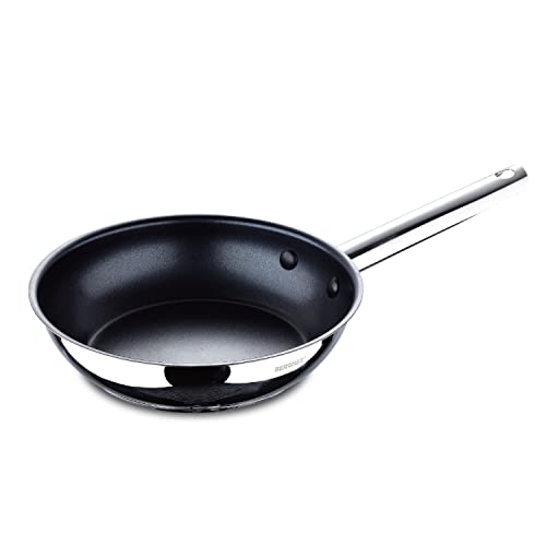 BERGNER BG-32161-MM FRYPAN 24X5.5CM SS IND GOURMET BG Antihaftbeschichtete Bratpfanne 24 cm, Stainless Steel, Rostfreier Edelstahl von Bergner