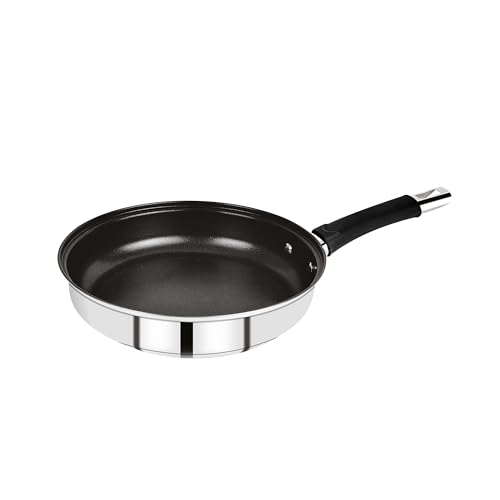 BERGNER Bratpfanne – Bratpfanne aus Edelstahl mit Antihaftbeschichtung – geeignet für Induktionsherde – mit komfortablem Griff – 28 cm Pfanne – beschichtet von Bergner