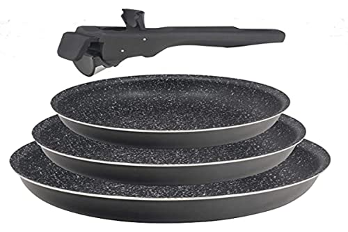 BERGNER Click & Cook Black Edition | Bratpfannen Set | 2 Pfannen aus Gespresstem Aluminium 24 und 28 cm | Mit Ergonomischem Wechselgriff | Für alle Herdarten Geeignet von Bergner