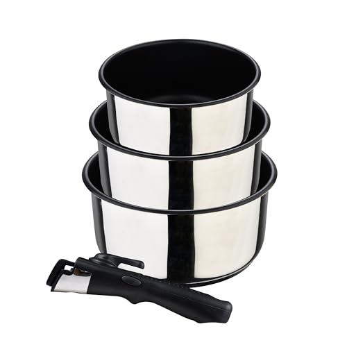 BERGNER Click&Cook | Topfset 4- teilig | Aus Edelstahl und mit Antihaftbeschichtung | Enthält 3 Töpfe mit 16, 18 und 20 cm + Abnehmbarer Ergonomischer Griff | Für Alle Herdarten und Backöfen BERGNER Click&Cook | Topfset 4- teilig | Aus Edelstahl und mit Antihaftbeschichtung | Enthält 3 Töpfe mit 16, 18 und 20 cm + Abnehmbarer Ergonomischer Griff | Für Alle Herdarten und Backöfen von Bergner
