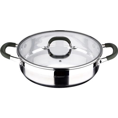 BERGNER Low Pot with Lid 28 X 7 cm - Made of Stainless Steel - Strong and Durable Coating - Easy to Clean - Non-Stick and Reliable von Bergner