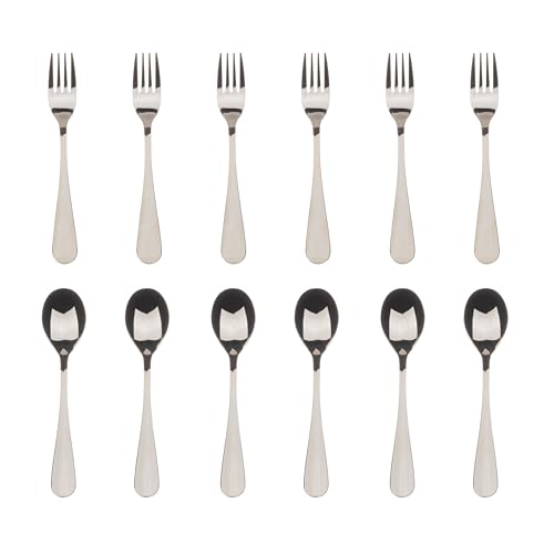 BERGNER München - 6er Set Gabeln + 6 Dessertlöffel 2,5 mm - Versilbert - Aus stabilem Edelstahl - Spülmaschinenfest - Spülmaschinenfest von Bergner