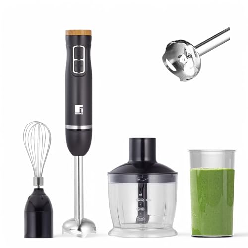 BERGNER OLIVAR | Stabmixer 1000 W im Set | 2 Geschwindigkeiten | Abnehmbare Edelstahlwelle | Zerkleinerer 600 ml | Rührstab & Messbecher 600 ml | Spritzschutz | Hohe Leistung | Schwarz & Holzoptik BERGNER OLIVAR | Stabmixer 1000 W im Set | 2 Geschwindigkeiten | Abnehmbare Edelstahlwelle | Zerkleinerer 600 ml | Rührstab & Messbecher 600 ml | Spritzschutz | Hohe Leistung | Schwarz & Holzoptik von Bergner