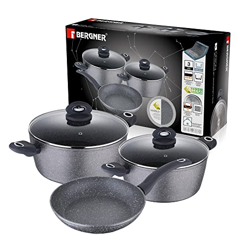 Bergner BG-8528-MBG 5PC COOKWARE FORG AL IND Orion BG 5-tlg. Kochtopf-Set, Aluminium, grau Bergner BG-8528-MBG 5PC COOKWARE FORG AL IND Orion BG 5-tlg. Kochtopf-Set, Aluminium, grau von Bergner