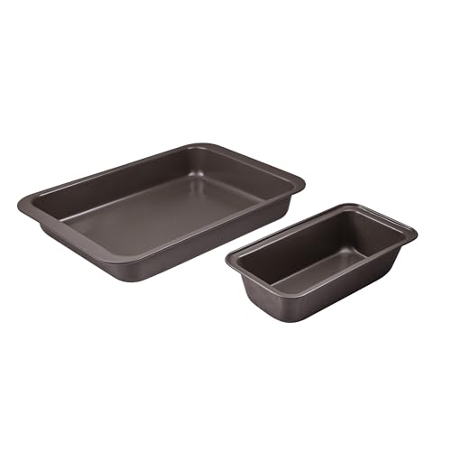 Bergner BAKING LOVERS - Set 2PC de Horno Acero al Carbono - Incluye Moldes de 42x29x6 cm y 27.5x14x6.8 cm - Ilag Essential de 2 Capas - Diseño Chocolate - Libre de PFOA - Fácil de Limpiar von Bergner