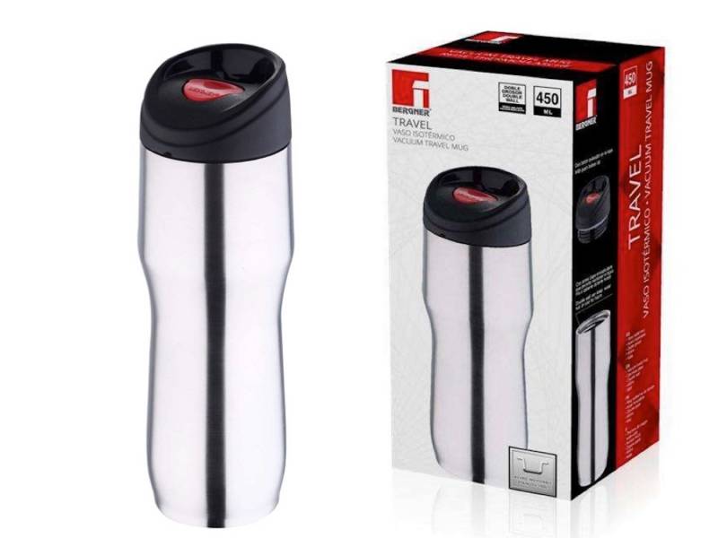 Bergner Isolierkanne BERGNER TRAVEL Thermosflasche Vakuumflasche 450ml Edelstahl BG-5966-MM von Bergner