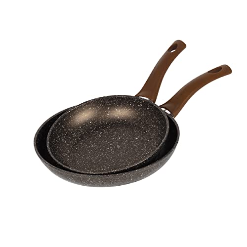 Bergner Root – Pfannen-Set 2 Tlg., Antihaftbeschichtung, Recycelt, Induktion, Rostfrei, Ergonomischer Soft-Touch Griff, 20cm+24cm, Geschmiedetes Aluminium, Geeignet für alle Herdarten, Modernes Design von Bergner