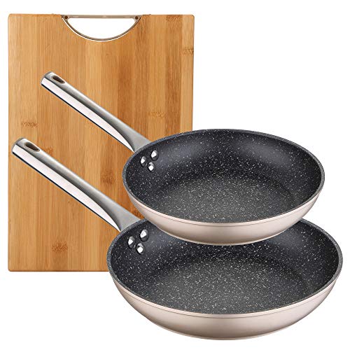Bergner Set Neon Gold: Schneidebrett und Pfannenset Ø20 und Ø30 cm von Bergner