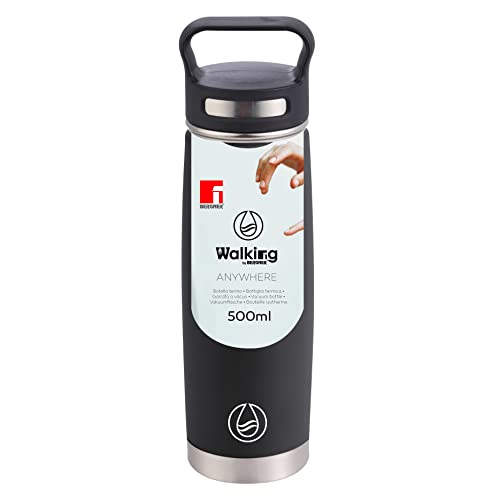 BERGNER Gehen überall - 400 ml Thermosflasche - aus Edelstahl und Anthiadherent - Schwarz - große Qualität/Haltbarkeit - alle Arten von Aktivitäten - alle Arten von Aktivitäten von Bergner