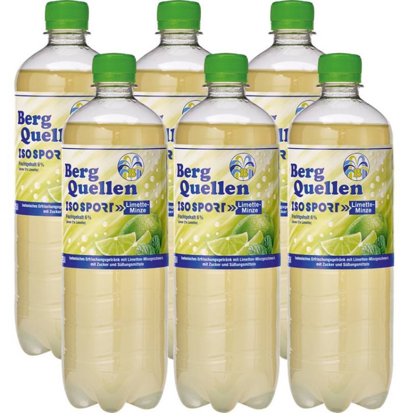 Bergquellen ISO Sportgertränk Limette-Minze 6x 0,5 l PET von Bergquellen
