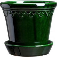 Blumentopf The Københavner Glazed Pot inkl. Untersetzer emerald green ⌀ 16 cm von Bergs Potter