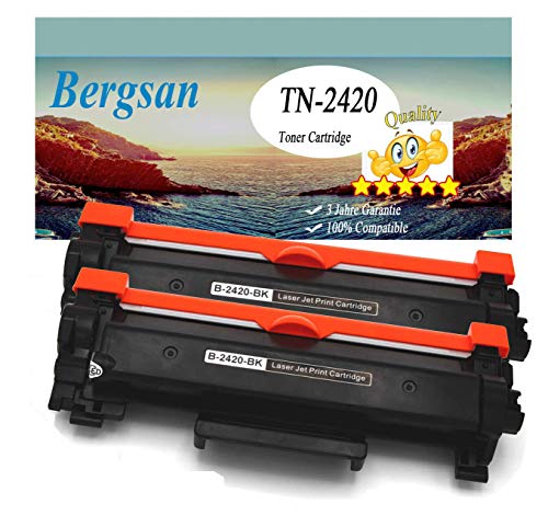 Bergsan 2 Toner XL kompatibel mit Brother TN-2420 TN-2410 für Brother HL-L2310D HL-L2350DW HL-L2357DW HL-L2370DN HL-L2375DW DCP-L2510D DCP-L2530DW DCP-L2537DW DCP-L2550DN MFC-L2710DN MFC-L2710DW von Bergsan