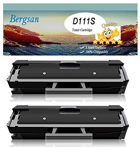 Bergsan 2 Toner kompatibel mit Samsung MLT-D111S für Samsung Xpress M2020 M2020W M2022 M2022W M2070 M2070W M2070FW M2026 M2026W M2070F M2021W M2071 M2071W M2071FH von Bergsan