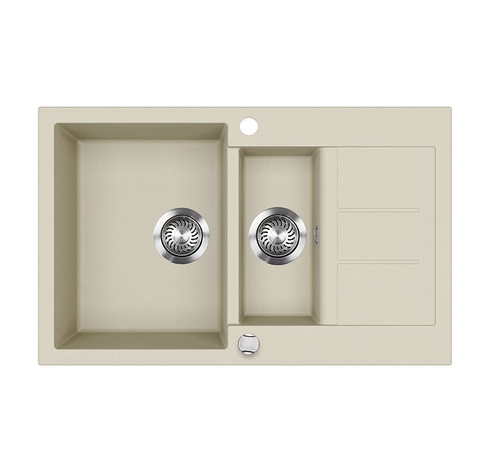 Bergstroem Granitspüle Seattle, Beige, 80 x 50 cm mit 2 Spülbecken & Trockenplatz, Rechteckig, 80/50 cm Bergstroem Granitspüle Seattle, Beige, 80 x 50 cm mit 2 Spülbecken & Trockenplatz, Rechteckig, 80/50 cm von Bergstroem