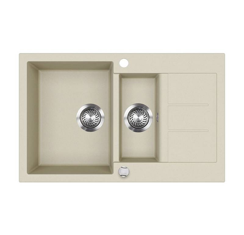 Bergstroem Granitspüle Seattle, Beige, 80 x 50 cm mit 2 Spülbecken & Trockenplatz, Rechteckig, 80/50 cm Bergstroem Granitspüle Seattle, Beige, 80 x 50 cm mit 2 Spülbecken & Trockenplatz, Rechteckig, 80/50 cm von Bergstroem