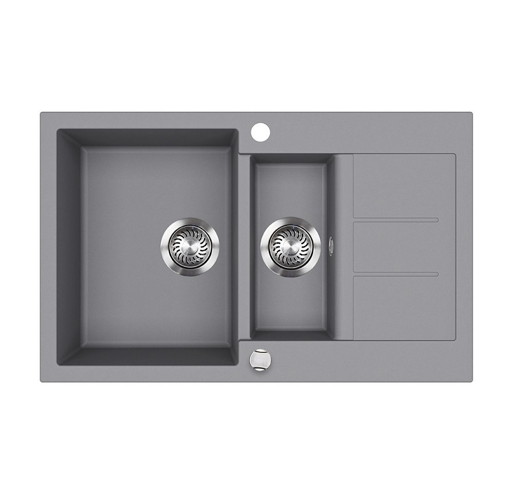 Bergstroem Granitspüle Seattle, Grau, 80 x 50 cm mit 2 Spülbecken & Trockenplatz, Rechteckig, 80/50 cm Bergstroem Granitspüle Seattle, Grau, 80 x 50 cm mit 2 Spülbecken & Trockenplatz, Rechteckig, 80/50 cm von Bergstroem