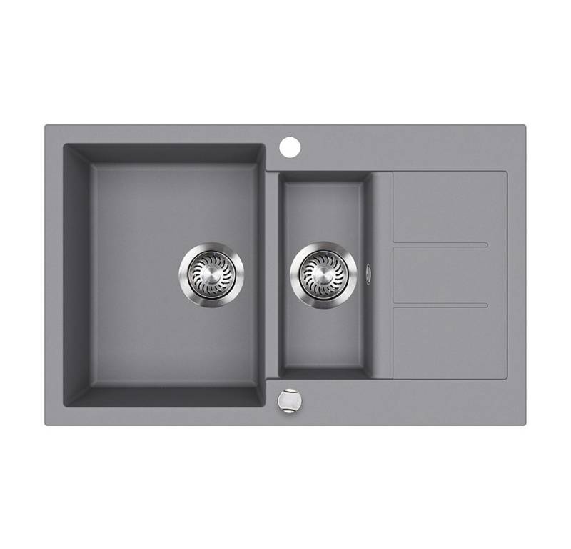 Bergstroem Granitspüle Seattle, Grau, 80 x 50 cm mit 2 Spülbecken & Trockenplatz, Rechteckig, 80/50 cm Bergstroem Granitspüle Seattle, Grau, 80 x 50 cm mit 2 Spülbecken & Trockenplatz, Rechteckig, 80/50 cm von Bergstroem