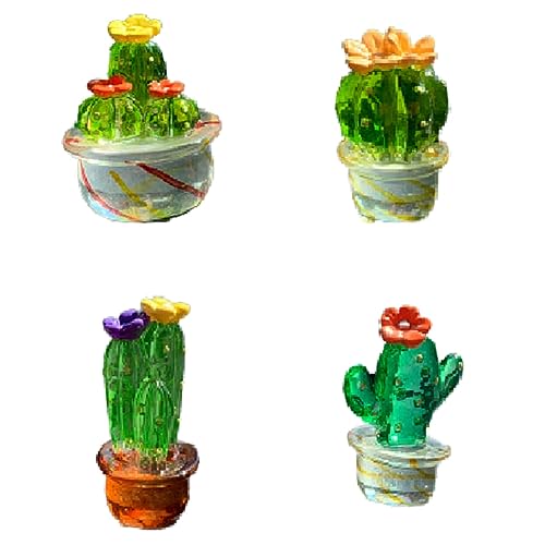 Berichw 4 Stück Auto-Innendekoration, Kaktus-Figuren, Dekoration von Kaktus-Pflanzen, Miniatur-Pflanzen, Handwerk, Büro B von Berichw