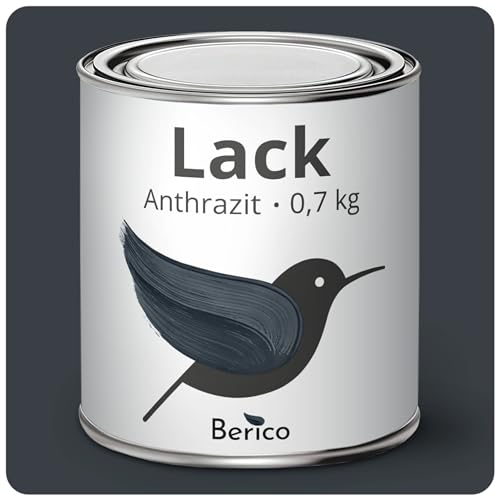 Berico Acryllack - Anthrazit-Grau - 0,7 Kg - 4in1 Lack Buntlack Möbelfarbe Möbellack - Für Innen und Außen - Holz, Möbel, Metall & Fliesen von Berico