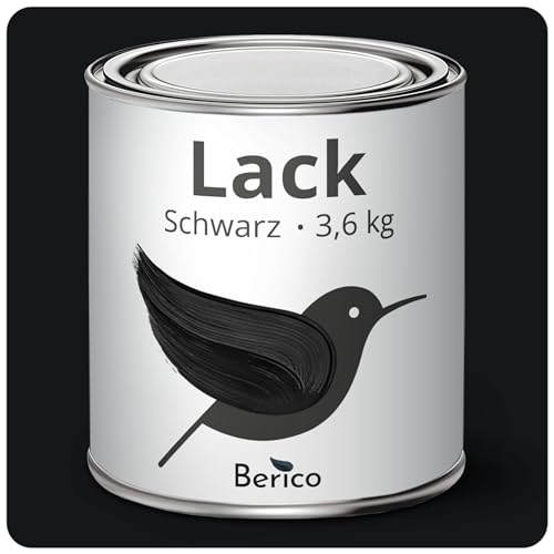 BERICO Lack - Schwarz - 3,6 Kg - 3in1 Premium Acryllack & Buntlack - BE 400 - Für Innen und Außen von Berico