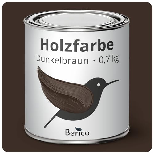 BERICO Holzfarbe - Dunkelbraun - 0,7 Kg - 3in1 Premium Holzlack - Für Innen und Außen von Berico