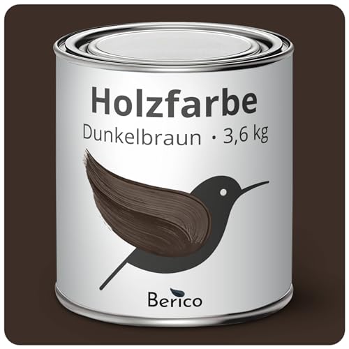 BERICO Holzfarbe - Dunkelbraun - 3,6 Kg - 3in1 Premium Holzlack - Für Innen und Außen von Berico