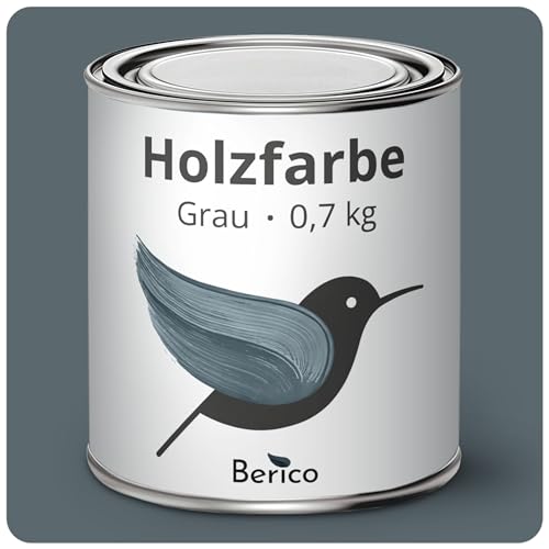 Berico Holzfarbe - Grau - 0,7 Kg - 3in1 Premium Holzlack - Für Innen und Außen von Berico