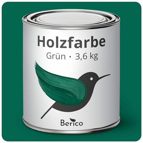Berico Holzfarbe - Grün - 3,6 Kg - 3in1 Premium Holzlack - Für Innen und Außen von Berico