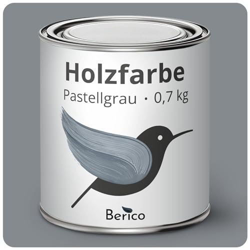 Berico Holzfarbe - Pastellgrau - 0,7 Kg - 3in1 Premium Holzlack - Für Innen und Außen von Berico