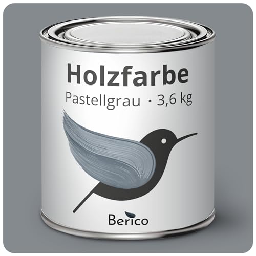 Berico Holzfarbe - Pastellgrau - 3,6 Kg - 3in1 Premium Holzlack - Für Innen und Außen von Berico