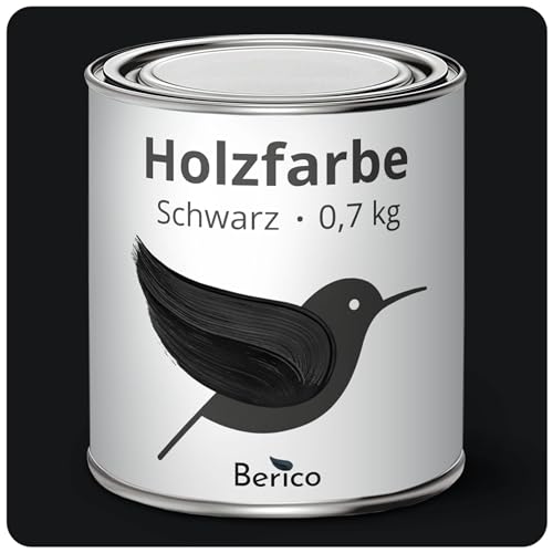 BERICO Holzfarbe - Schwarz - 0,7 Kg - 3in1 Premium Holzlack - Für Innen und Außen von Berico