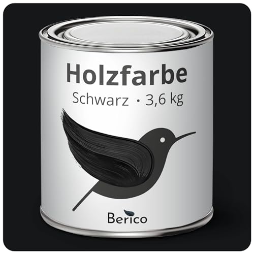 BERICO Holzfarbe - Schwarz - 3,6 Kg - 3in1 Premium Holzlack - Für Innen und Außen von Berico