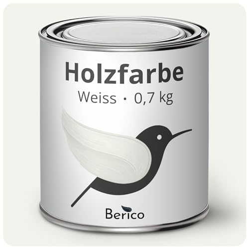 Berico Holzfarbe - Weiss - 0,7 Kg - 3in1 Premium Holzlack - Für Innen und Außen von Berico