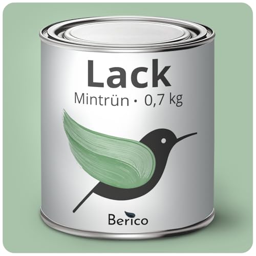 Berico Acryllack - Mintgrün Lindgrün - 0,7 Kg - 4in1 Lack Buntlack Möbelfarbe Möbellack - Für Innen und Außen - Holz, Möbel, Metall & Fliesen von Berico