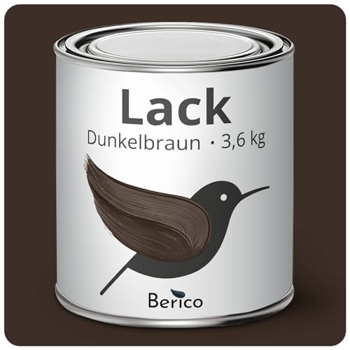 BERICO Lack - Dunkelbraun - 3,6 Kg - 3in1 Premium Acryllack & Buntlack - BE 400 - Für Innen und Außen von Berico