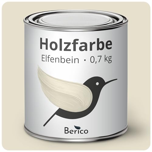 Berico Holzfarbe - Elfenbein - 0,7 Kg - 3in1 Premium Holzlack - Für Innen und Außen von Berico