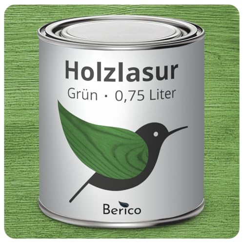 Berico Holzlasur - Grün - 0,75 Liter Lasur - Wetterfeste Holzschutzlasur für Innen und Außen - Holzschutz, Wetterschutz und UV-Schutz Berico Holzlasur - Grün - 0,75 Liter Lasur - Wetterfeste Holzschutzlasur für Innen und Außen - Holzschutz, Wetterschutz und UV-Schutz von Berico