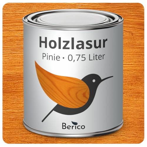 Berico Holzlasur - Pinie - 0,75 Liter Lasur - Hell - Wetterfeste Holzschutzlasur für Innen und Außen - Holzschutz, Wetterschutz und UV-Schutz Berico Holzlasur - Pinie - 0,75 Liter Lasur - Hell - Wetterfeste Holzschutzlasur für Innen und Außen - Holzschutz, Wetterschutz und UV-Schutz von Berico